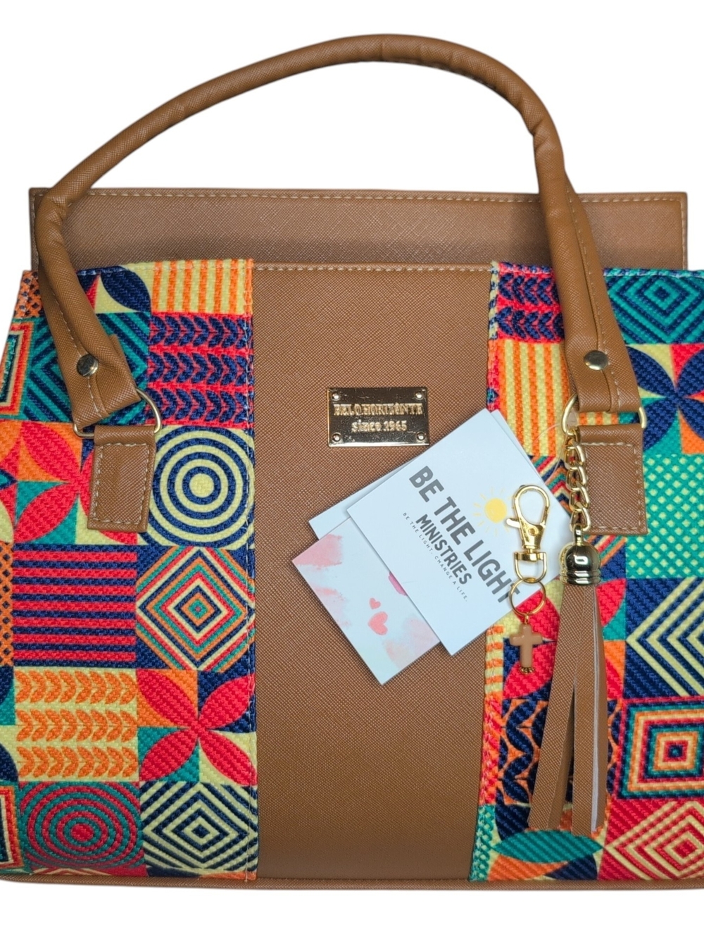 Handcrafted Geometric Pattern Multi Color Tote Bag Artisan